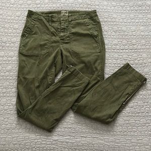 J Crew army green zipper ankle pants 27